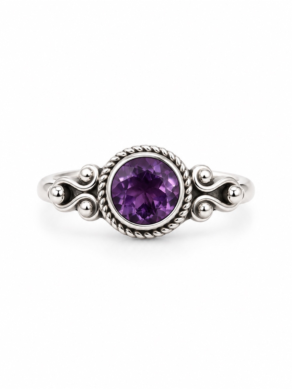 Amethyst Round Vintage Style Ring